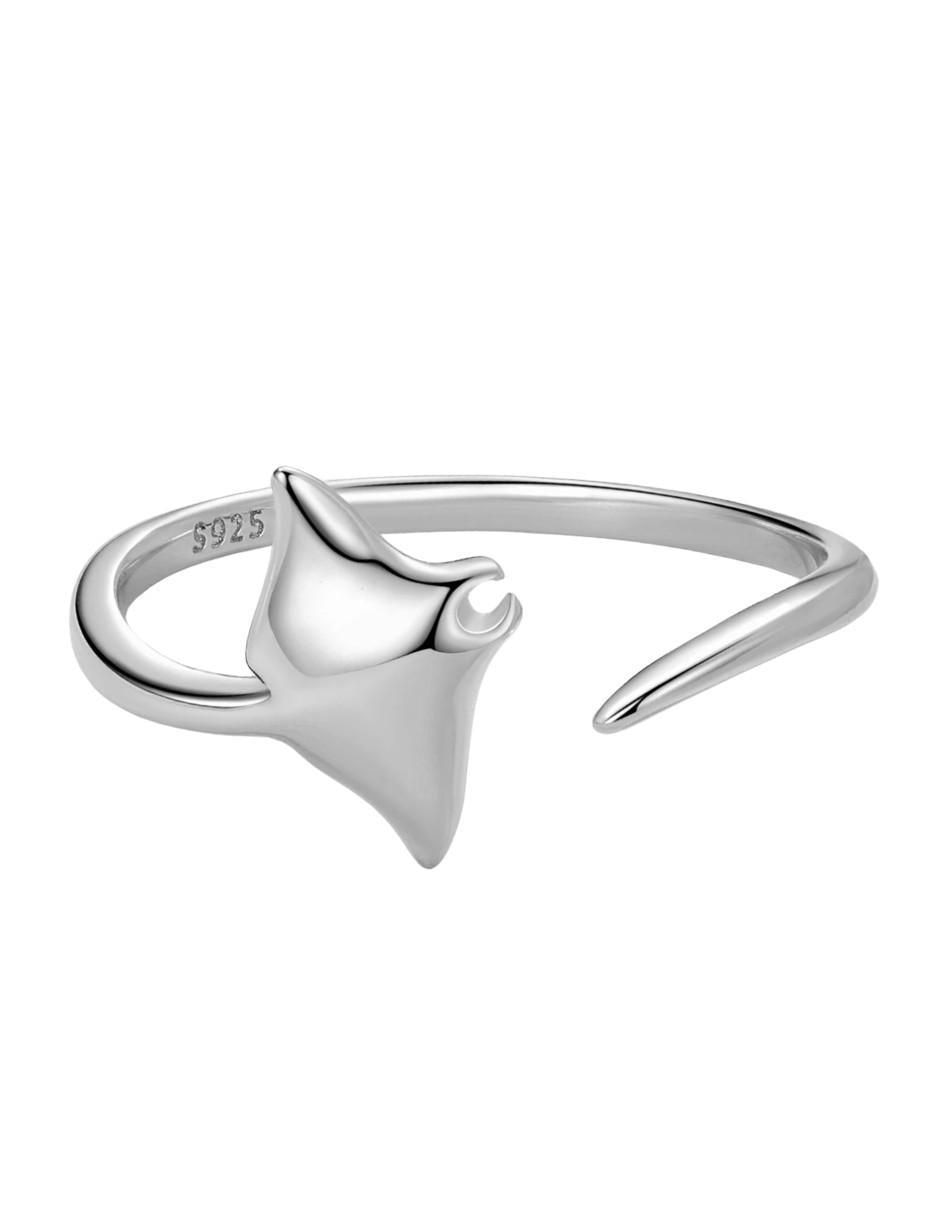 Anillo de mantarraya Nature P 925 de plata brillante