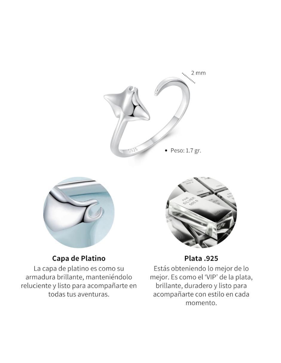 Anillo de mantarraya Nature P 925 de plata brillante 4