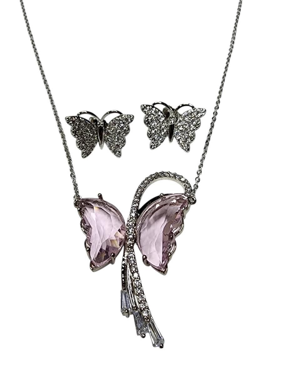 Aretes y collar de mariposa zirconia 5