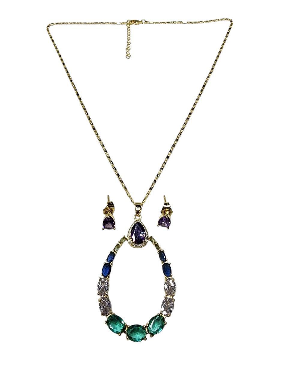 Aretes y collar de gota zirconia 2