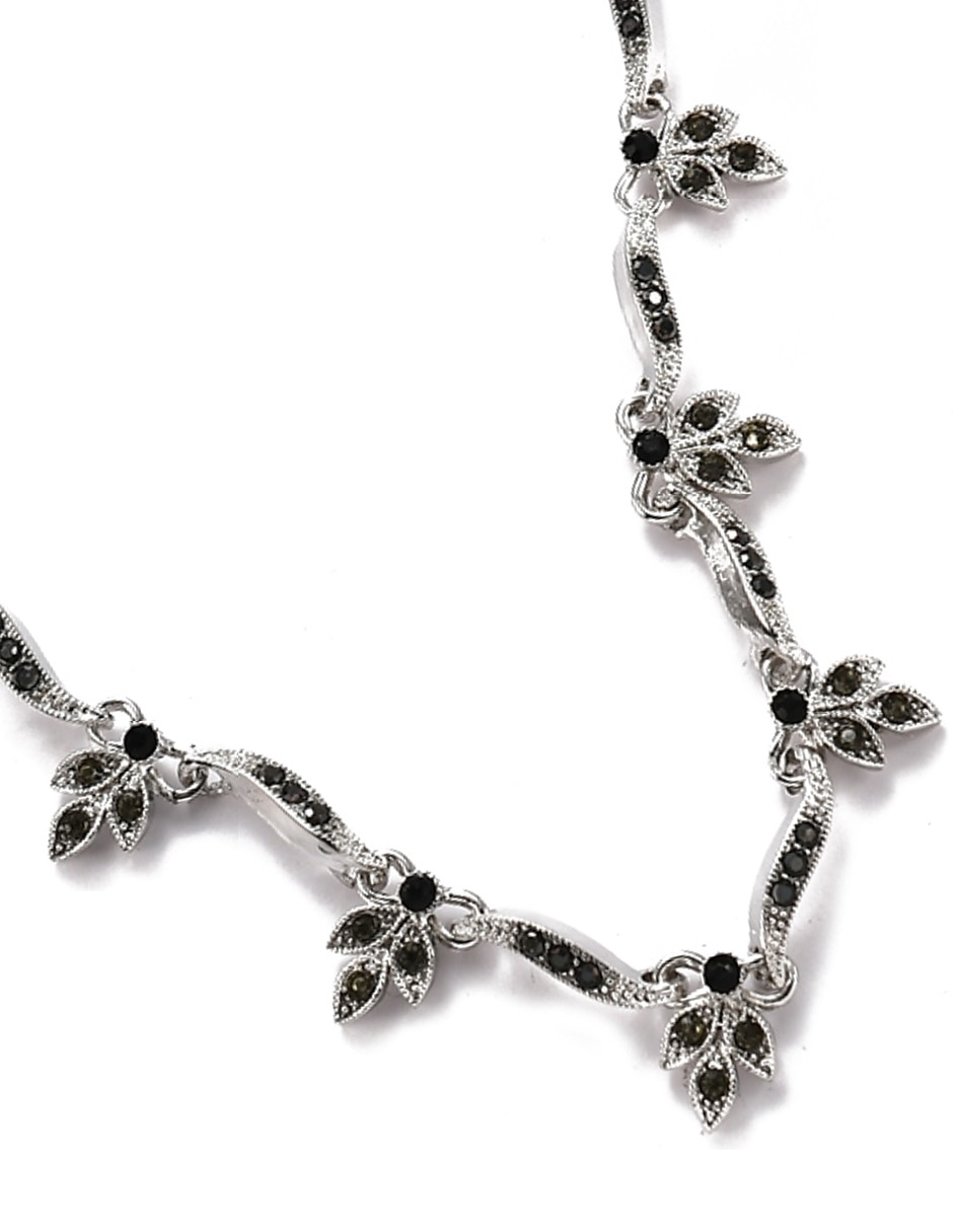 Aretes y collar de metal cristal 4