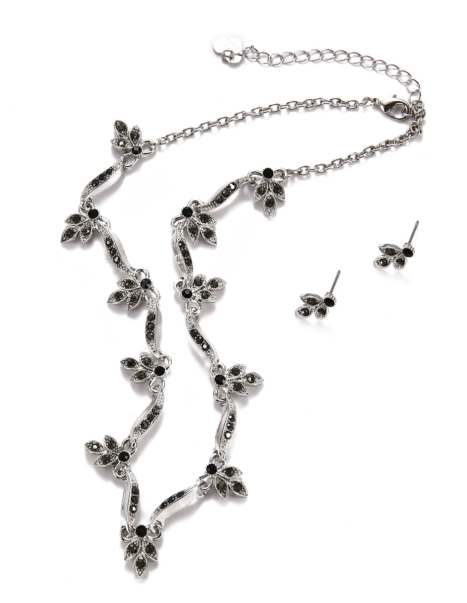 Aretes y collar de metal cristal 6