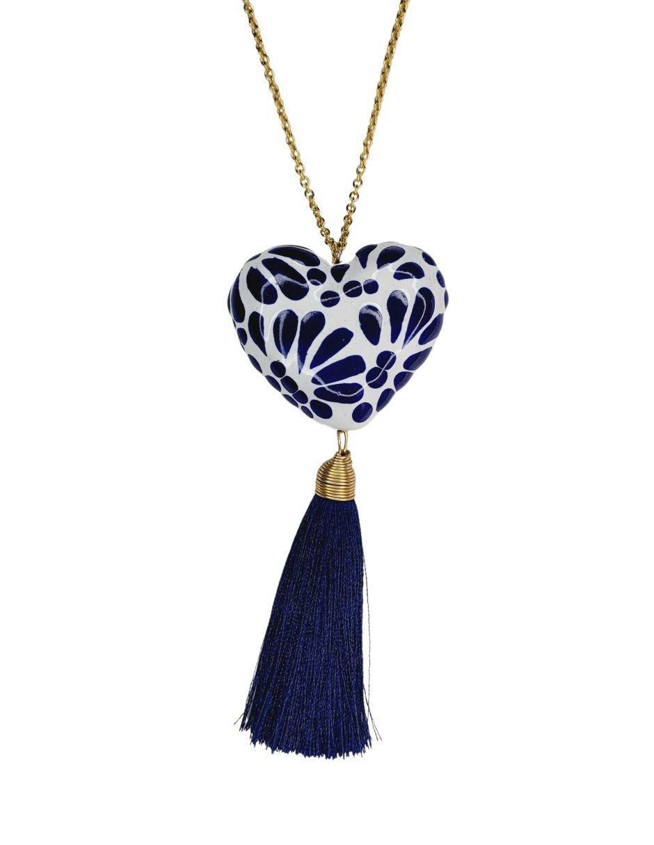 Collar de corazón Talavera 24 K