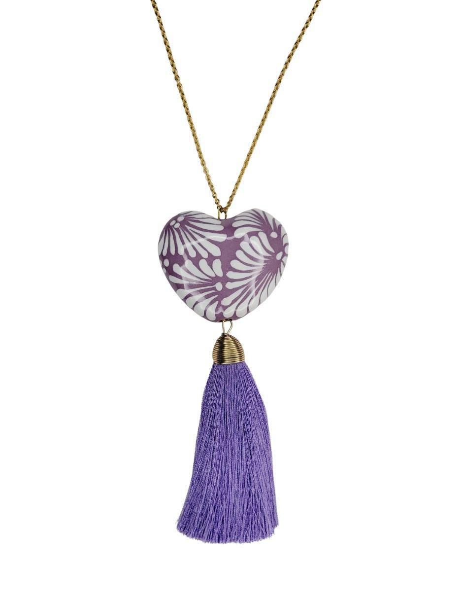 Collar de corazón Talavera 24 K