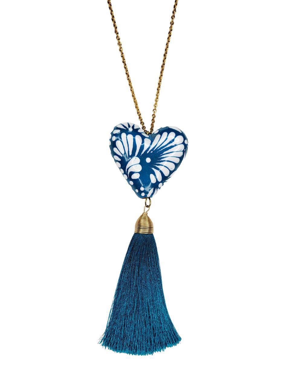 Collar de corazón Talavera 24 K