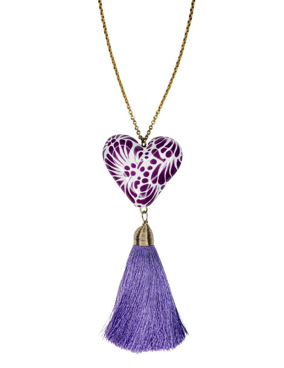 Collar de corazón Talavera 24 K