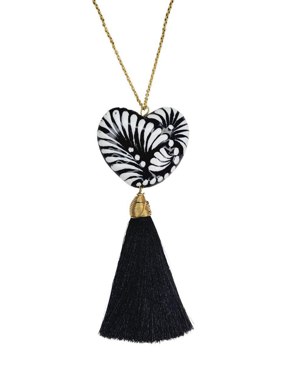 Collar de corazón Talavera 24 K