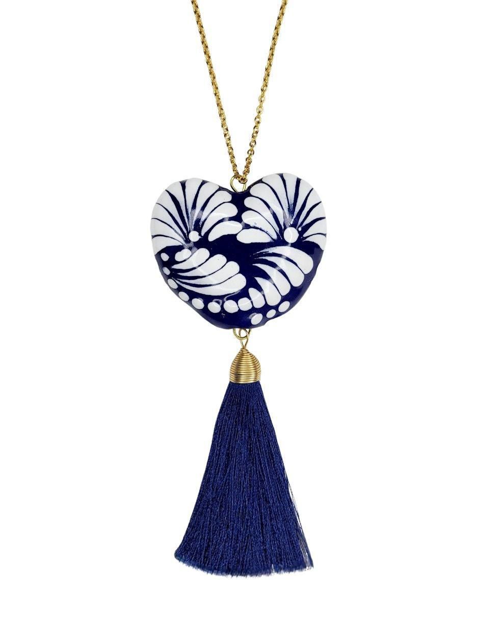 Collar de corazón Talavera 24 K