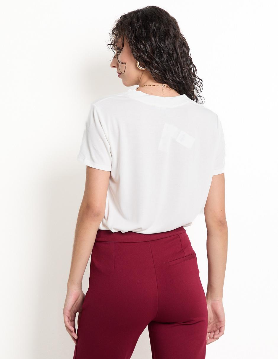 Playera manga corta cuello V para mujer 2