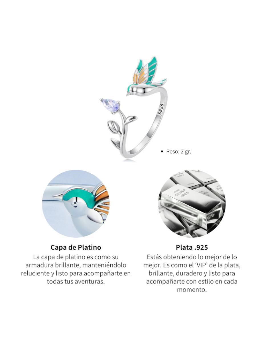 Anillo de colibrí Naturaleza P 925 de plata circonita pulido 3