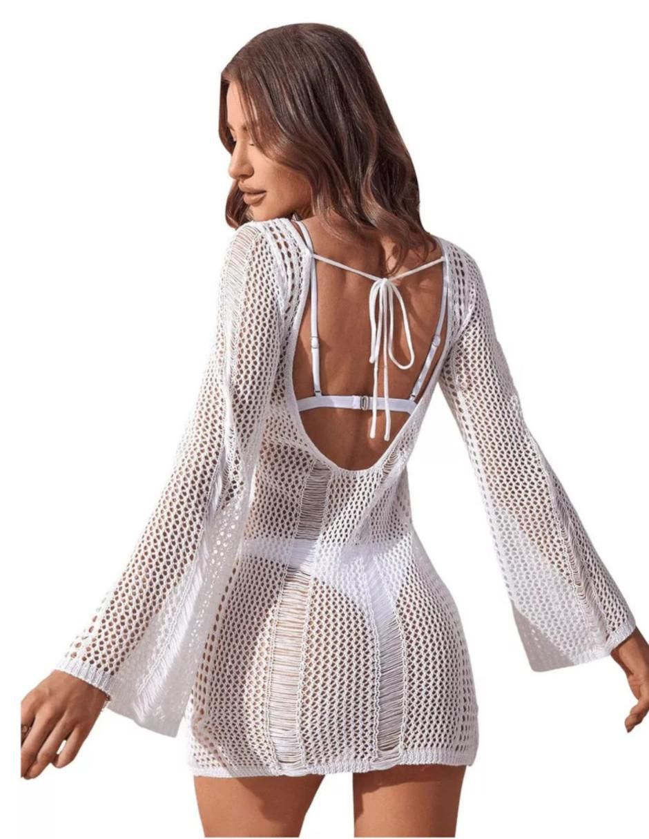 Salida de playa vestido con amarre para mujer 4