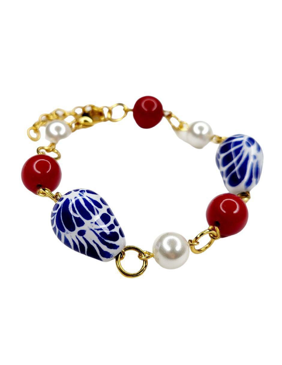 Pulsera de cerámica con acabado chapa de oro 2