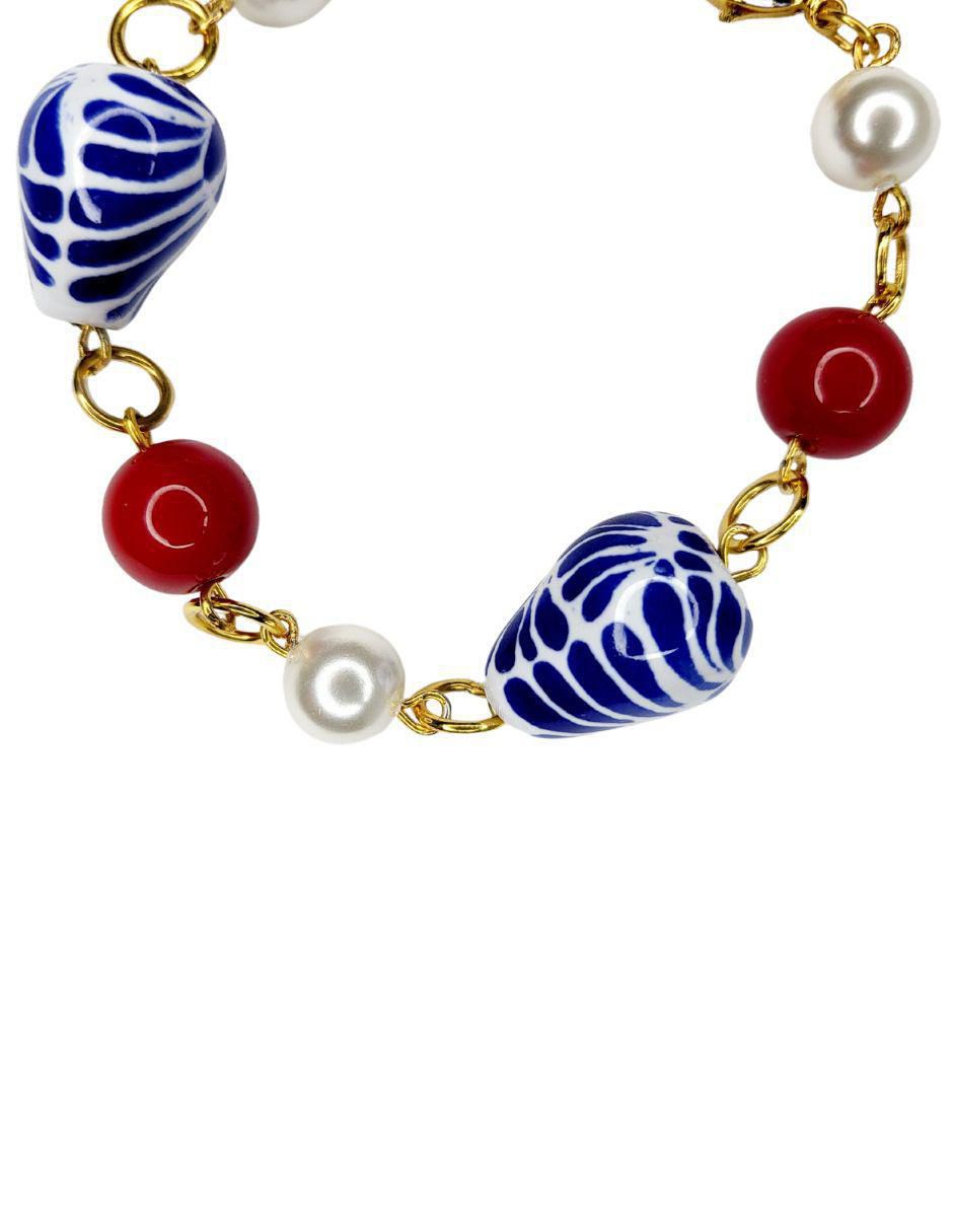 Pulsera de cerámica con acabado chapa de oro 3