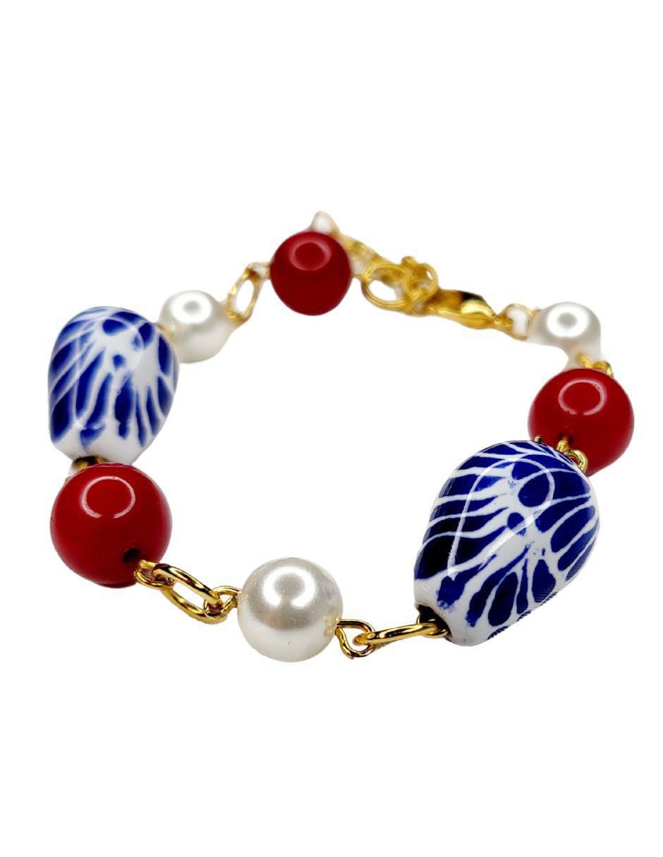 Pulsera de cerámica con acabado chapa de oro 4