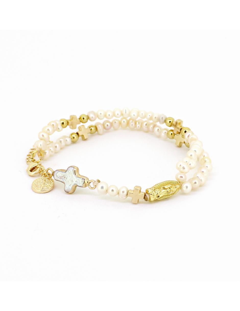 Brazalete 18 K Católica con acabado chapa de oro