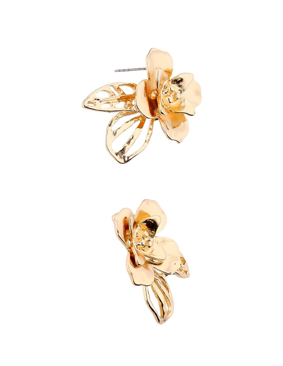 Aretes de flor con acabado brillante 2