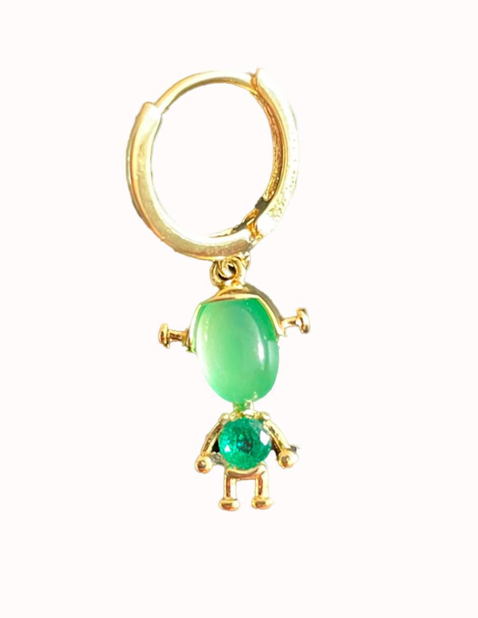 Set de aretes de calavera Skull-Green con acabado pulido zirconia cúbica 3