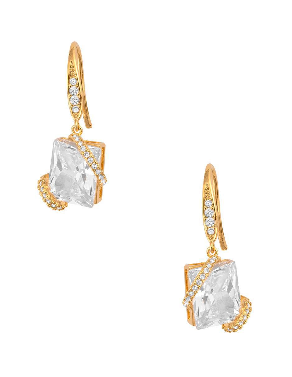 Aretes cortos 18 k con acabado chapa de oro cristal