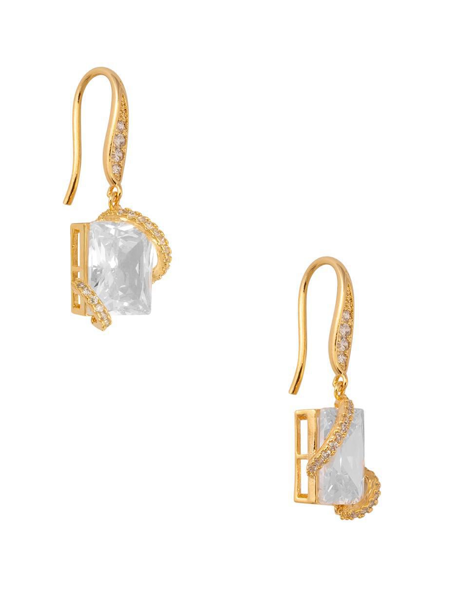 Aretes cortos 18 k con acabado chapa de oro cristal 2