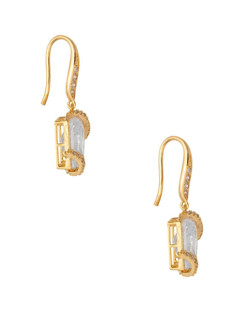 Aretes cortos 18 k con acabado chapa de oro cristal 3