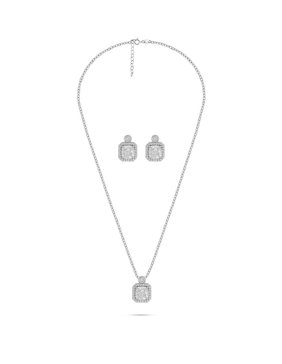 Aretes y collar de cuadrada zirconia
