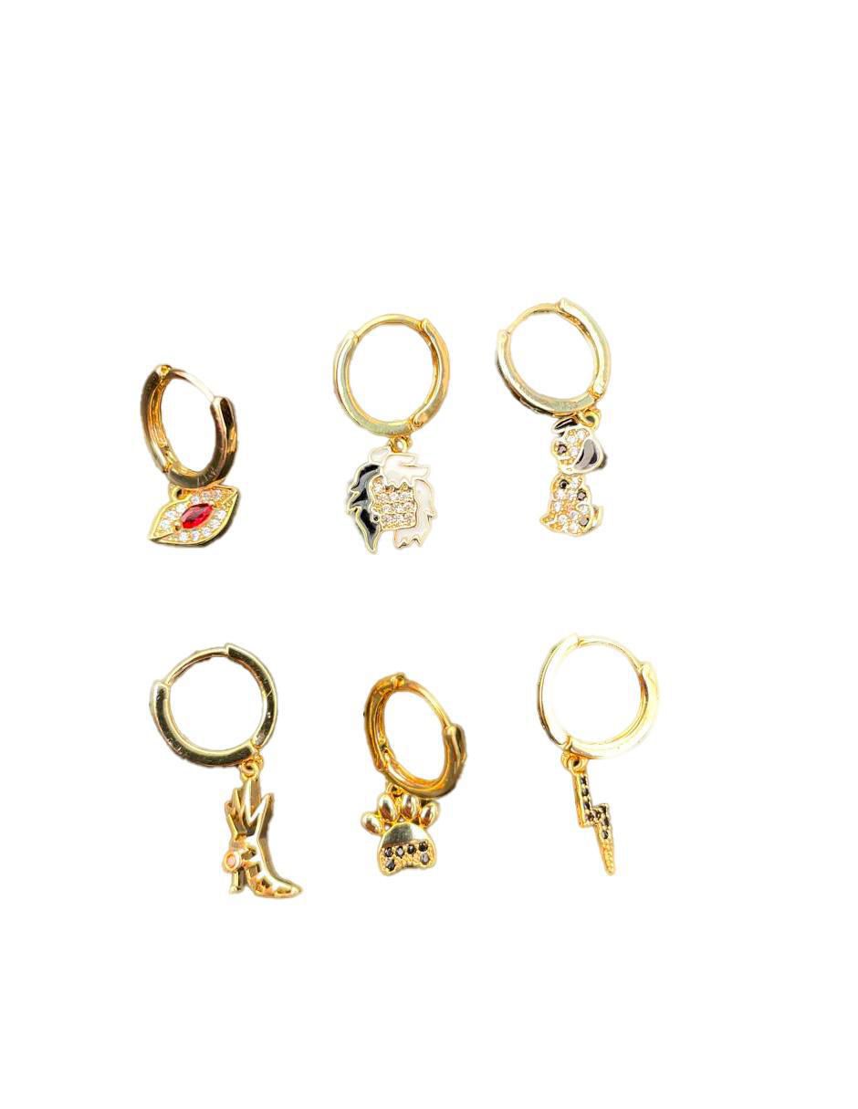 Set de aretes de perro 101 dálmatas Disney con acabado texturizado zirconia cúbica