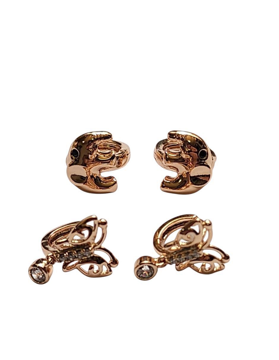 Set huggies de mariposa 14 k con acabado pulido zirconia Set huggies de mariposa 14 k con acabado pulido zirconia