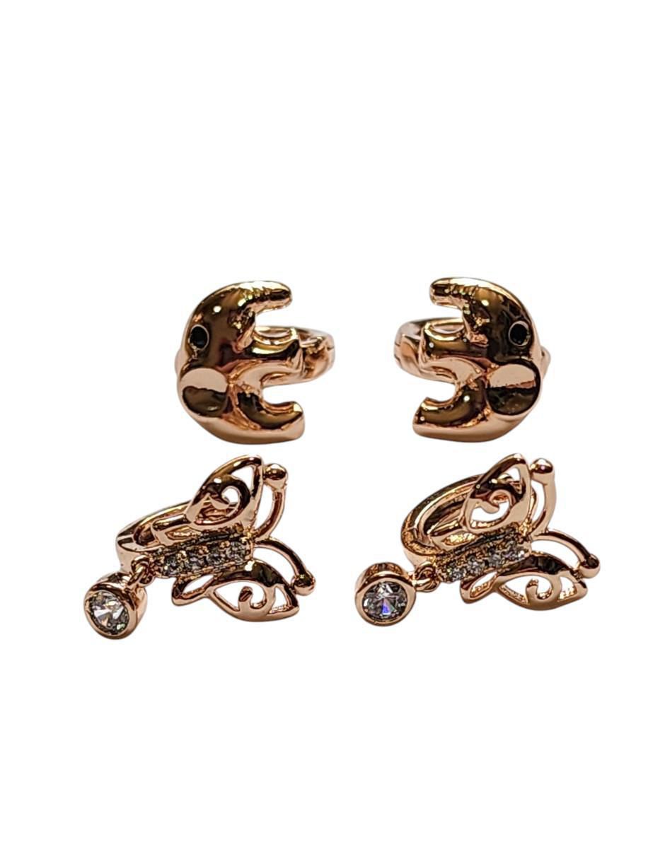 Set huggies de mariposa  14 k con acabado pulido zirconia 4