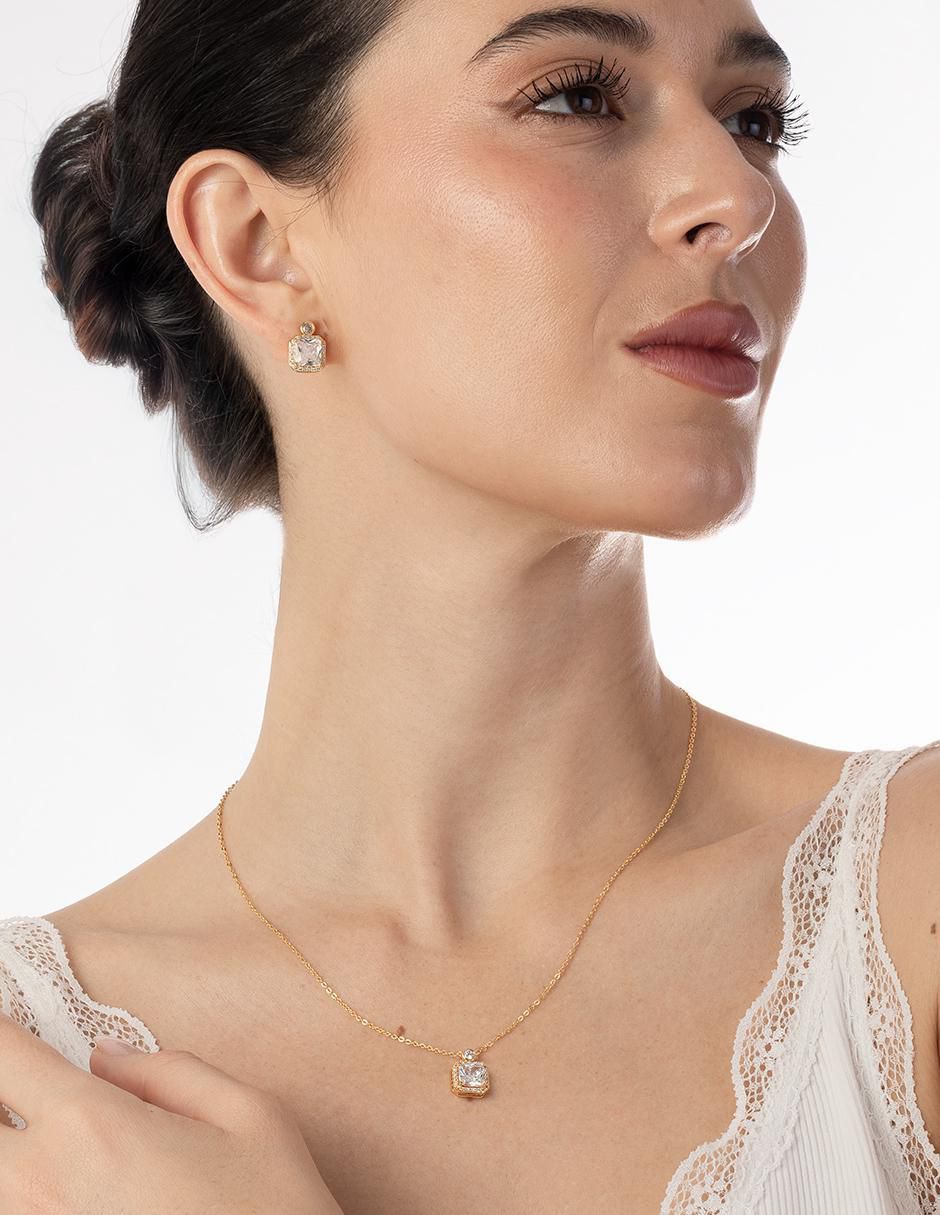 Aretes y collar zirconia