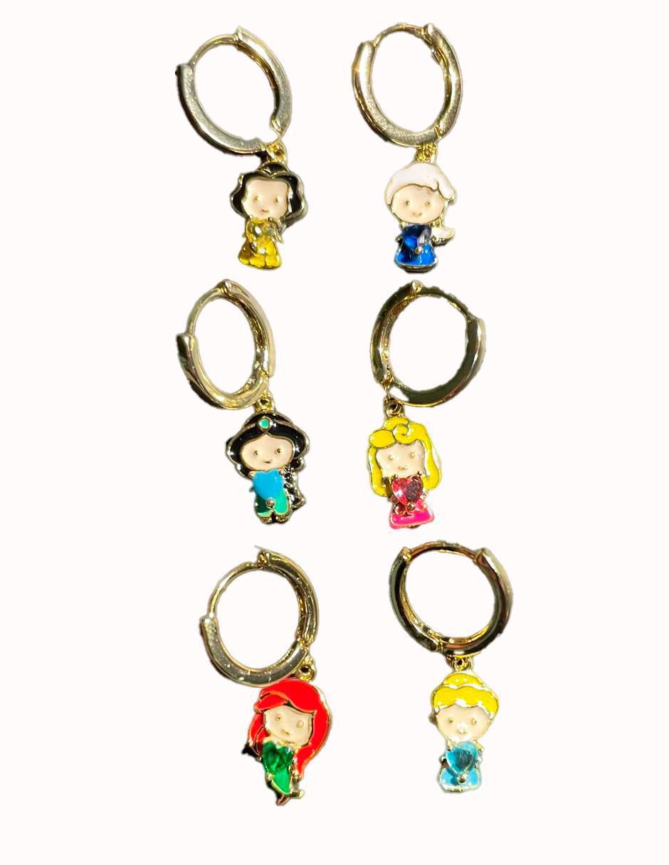 Set de aretes de princesa princesas Disney con acabado pulido zirconia cúbica