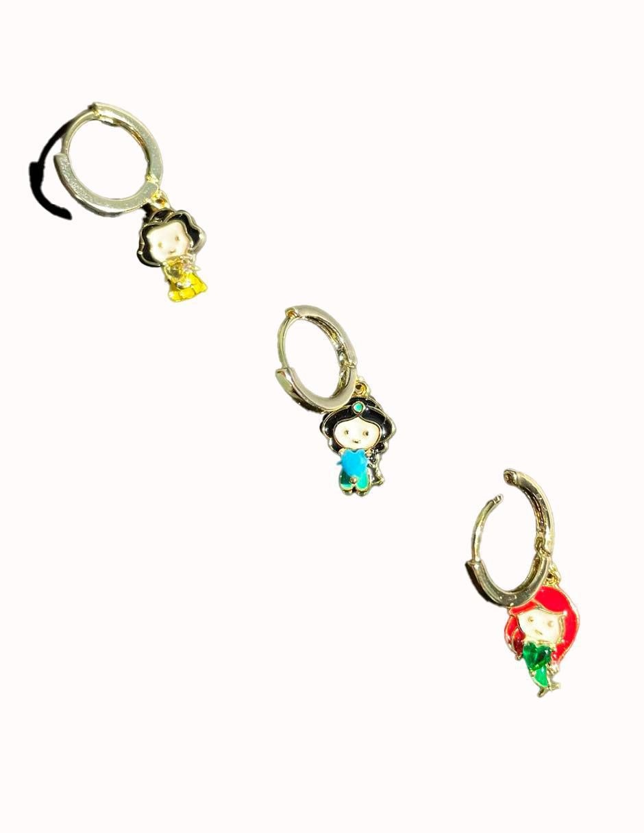 Set de aretes de princesa princesas Disney con acabado pulido zirconia cúbica 2