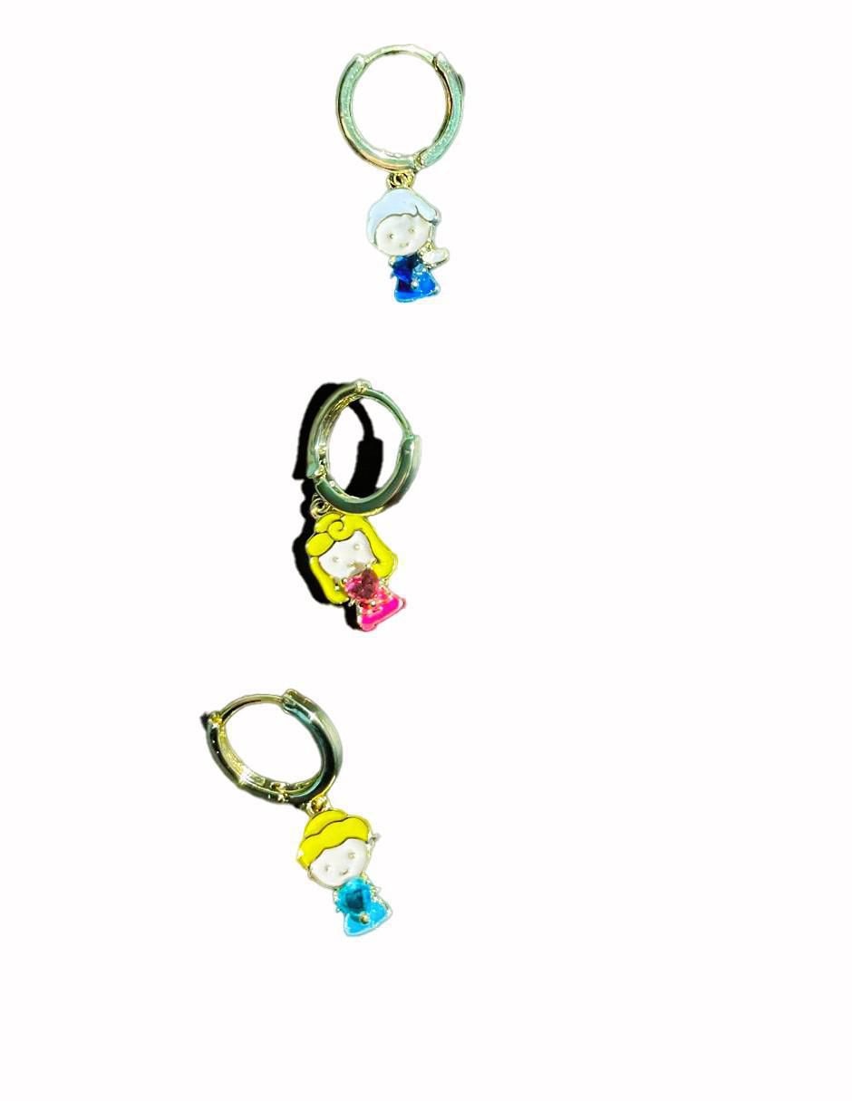 Set de aretes de princesa princesas Disney con acabado pulido zirconia cúbica 3