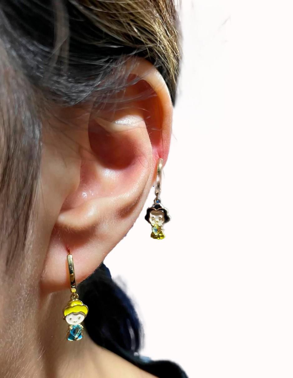 Set de aretes de princesa princesas Disney con acabado pulido zirconia cúbica 4