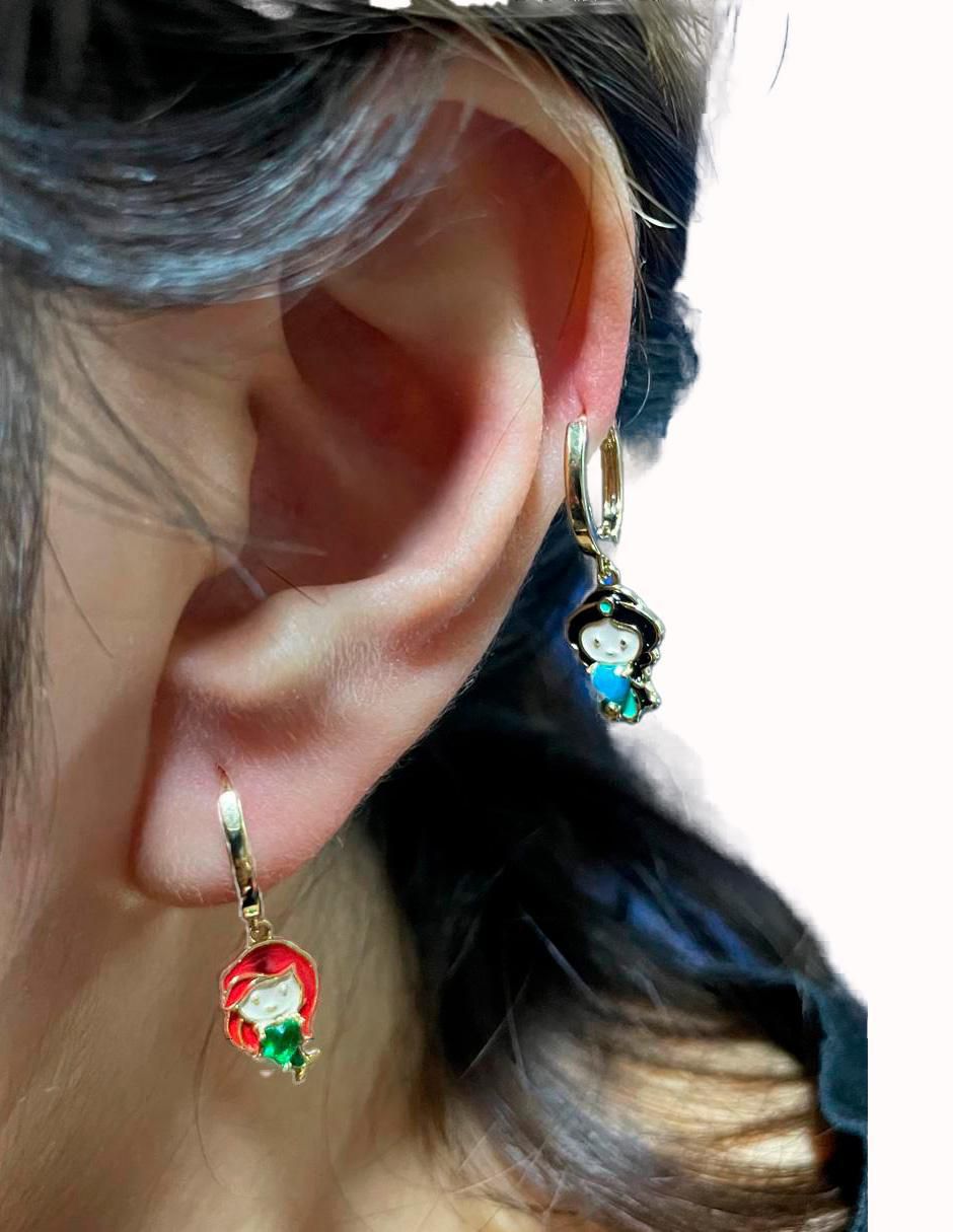 Set de aretes de princesa princesas Disney con acabado pulido zirconia cúbica 5