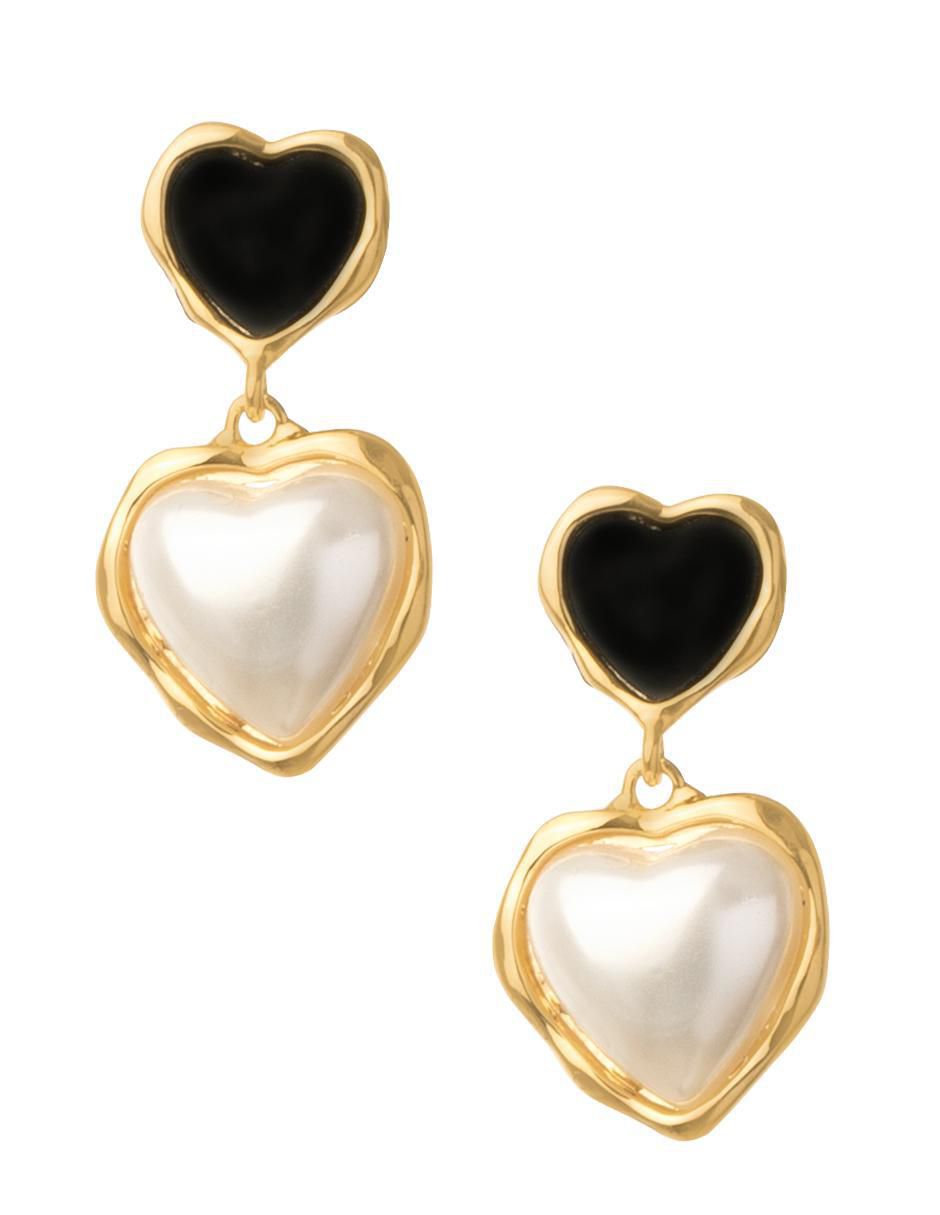 Aretes cortos de corazón chapa de oro18 K