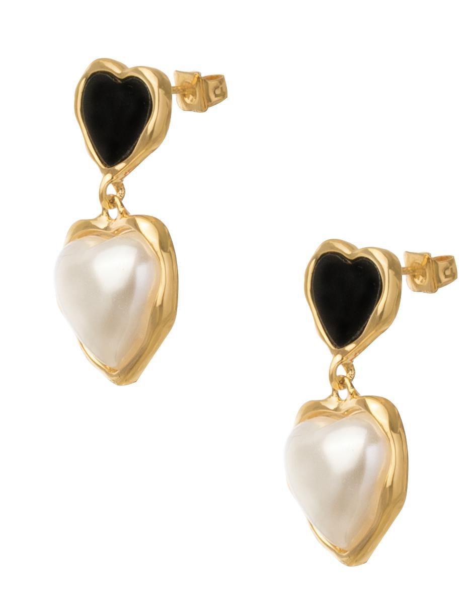 Aretes cortos de corazón chapa de oro18 K 3