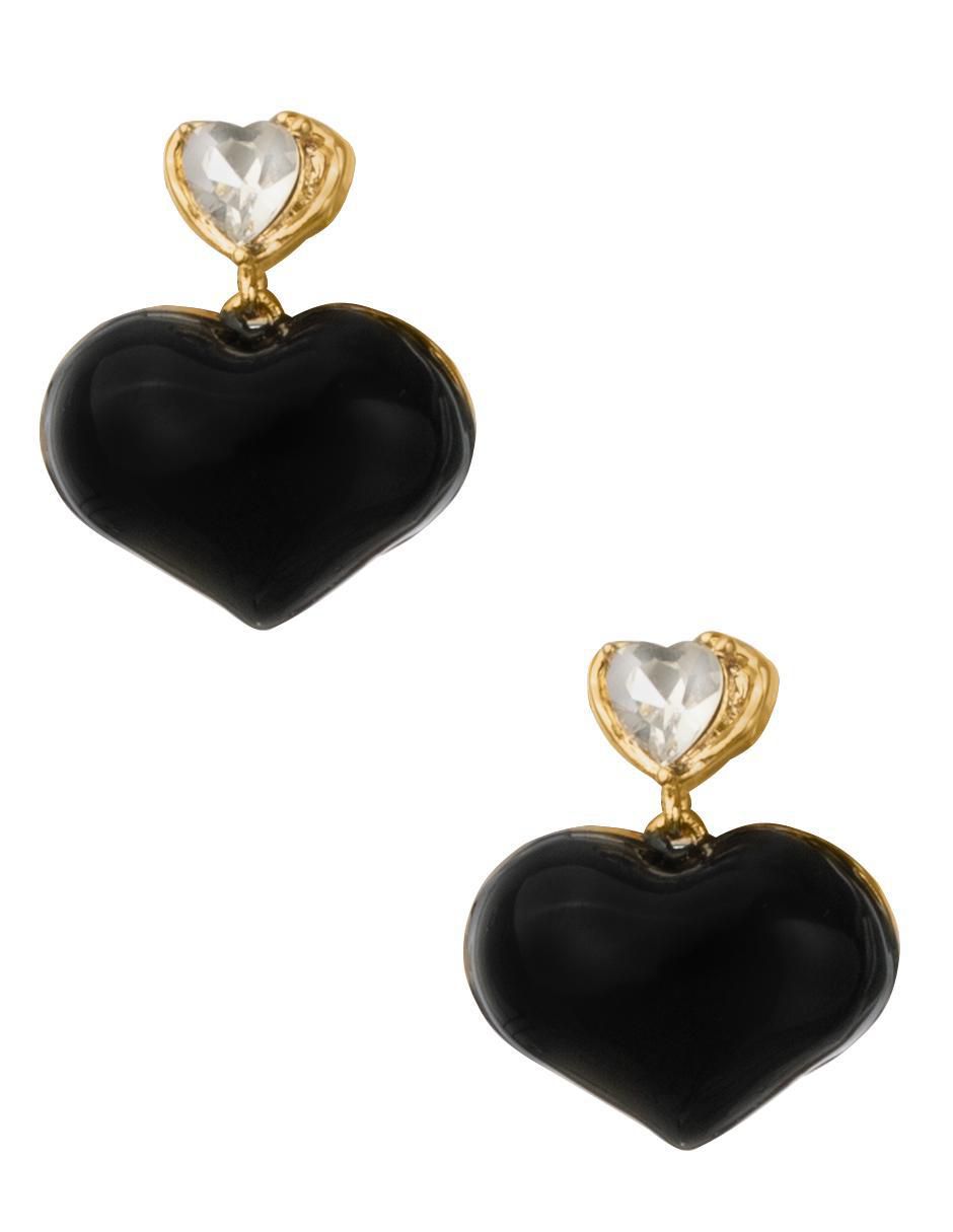 Aretes cortos de corazón chapa de oro 18 K zirconia