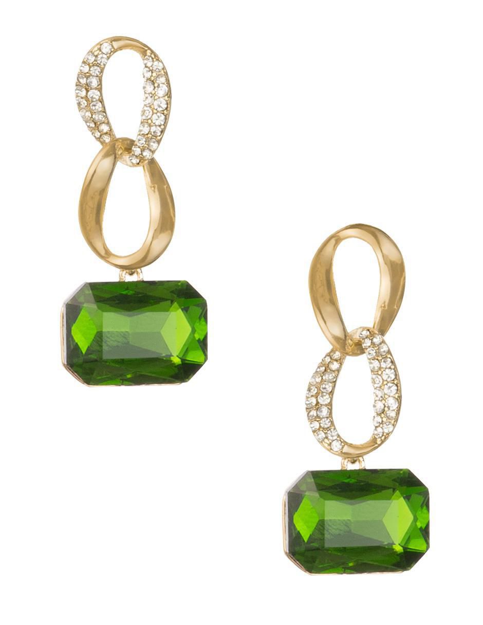 Aretes cuadrados 18 K con acabado chapa de oro cristal