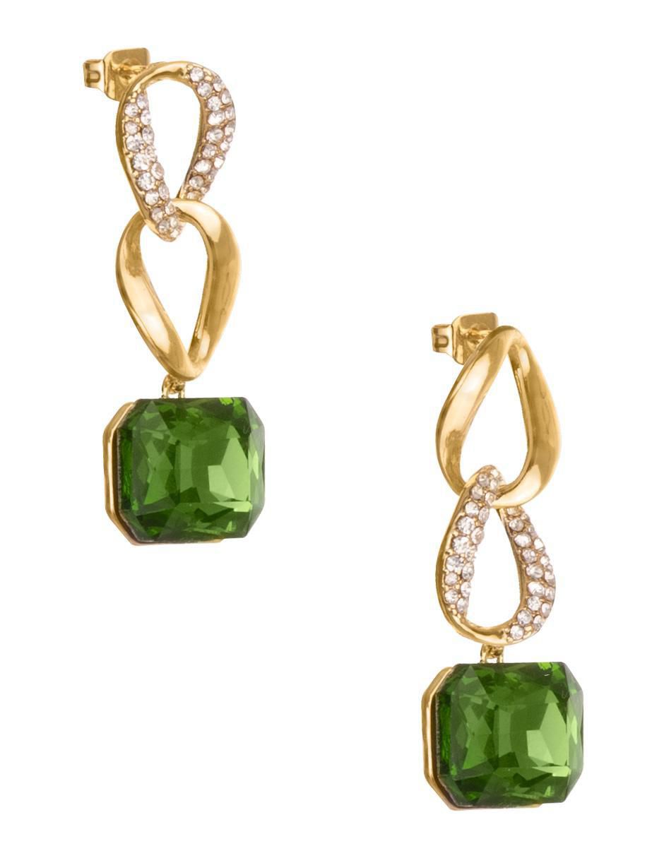 Aretes cuadrados 18 K con acabado chapa de oro cristal 3