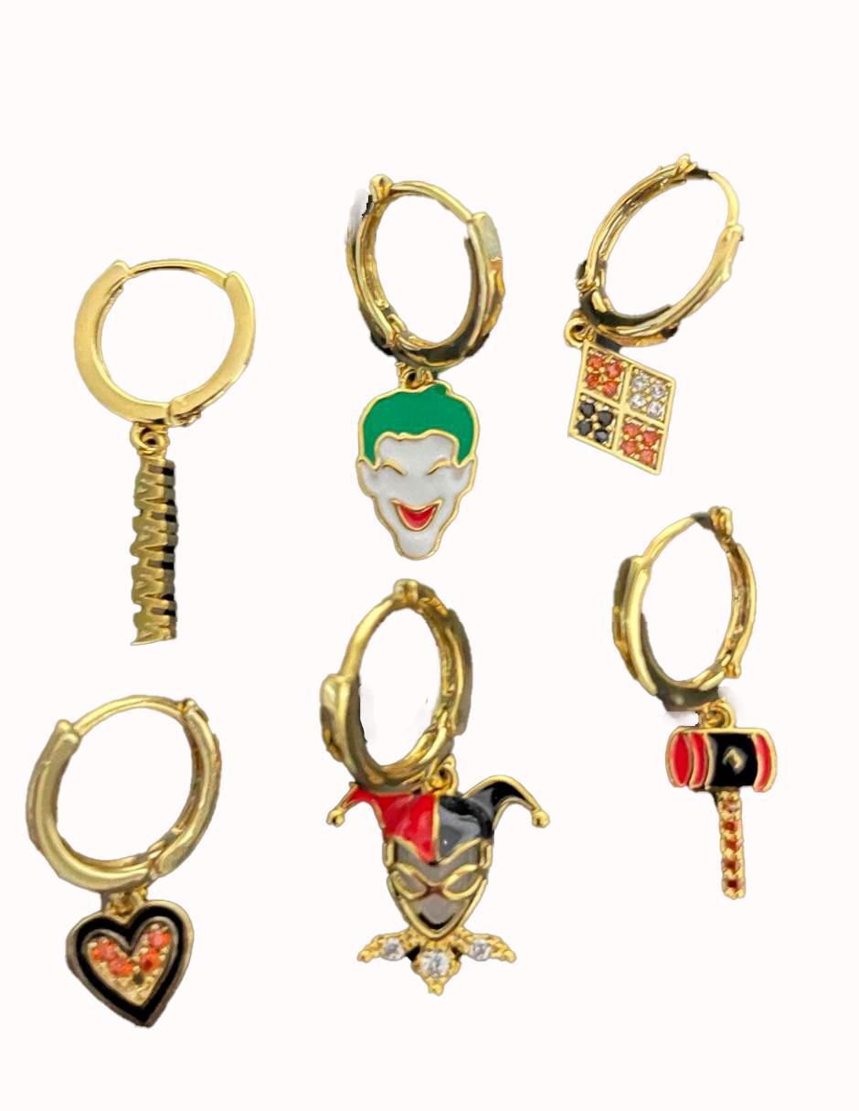 Set de aretes Joker con acabado pulido zirconia cúbica