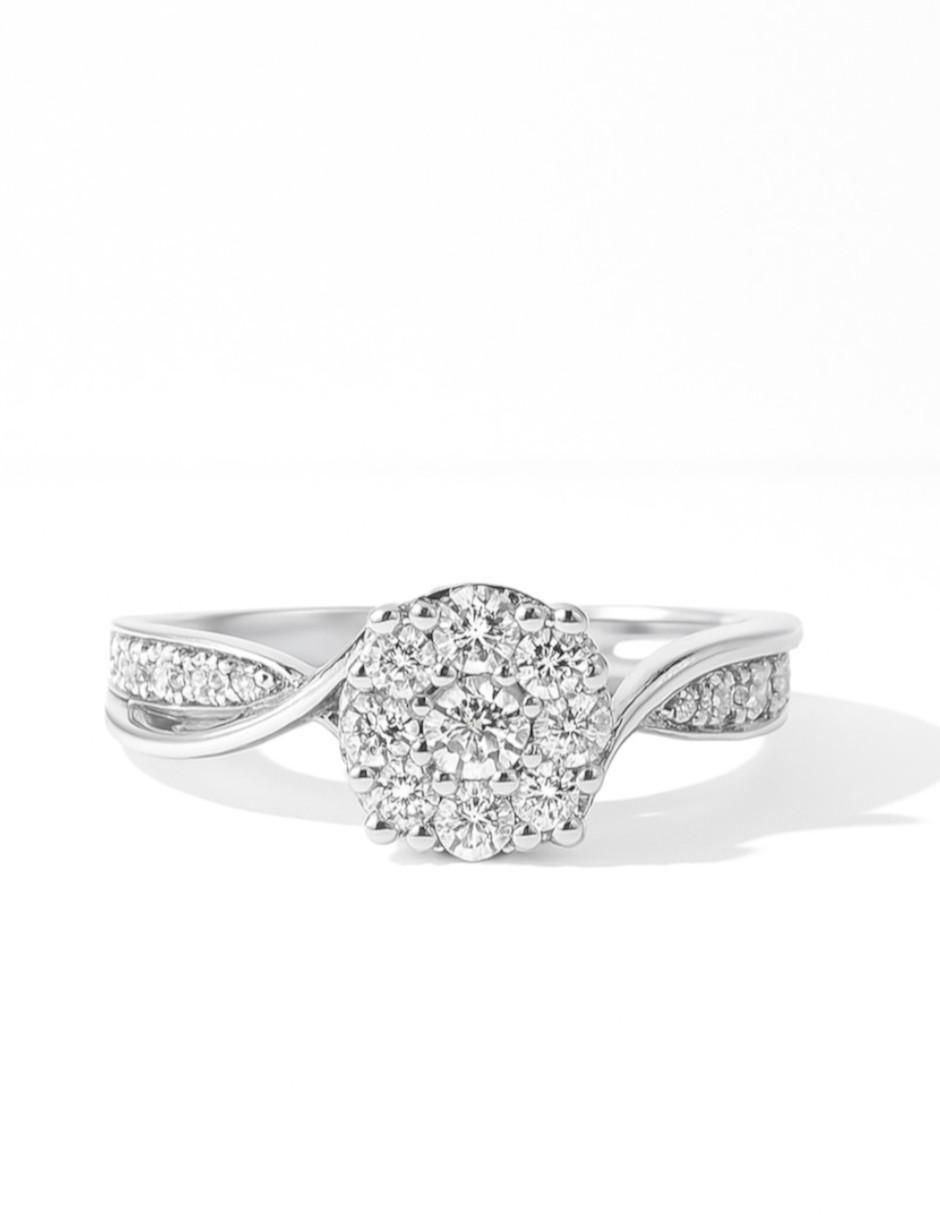 Anillo Promesa 14 k de oro blanco diamante Anillo Promesa 14 k de oro blanco diamante