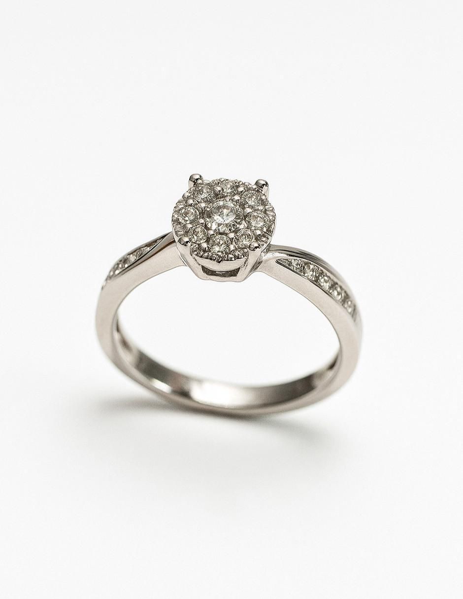 Anillo Promesa 14 k de oro blanco diamante 2