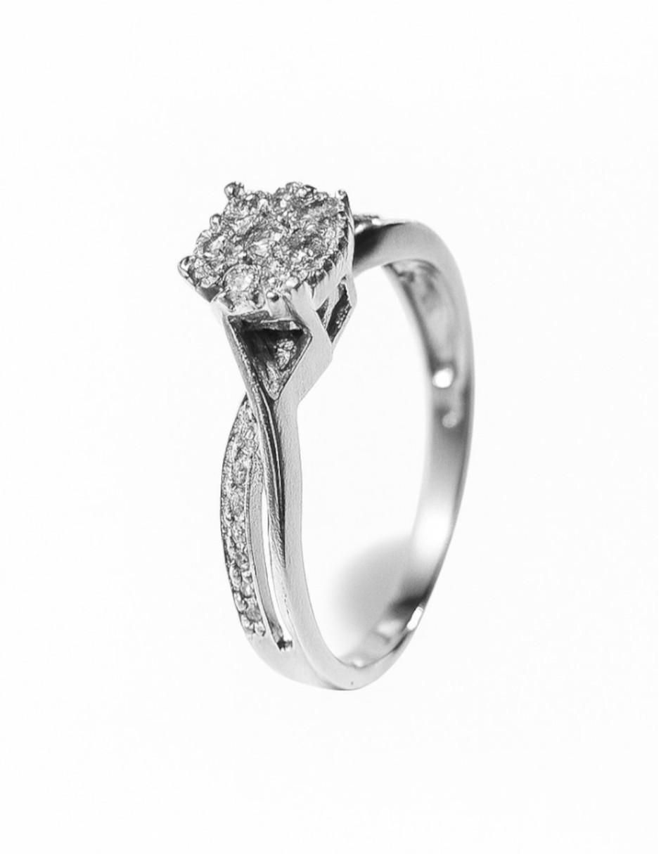 Anillo Promesa 14 k de oro blanco diamante 4