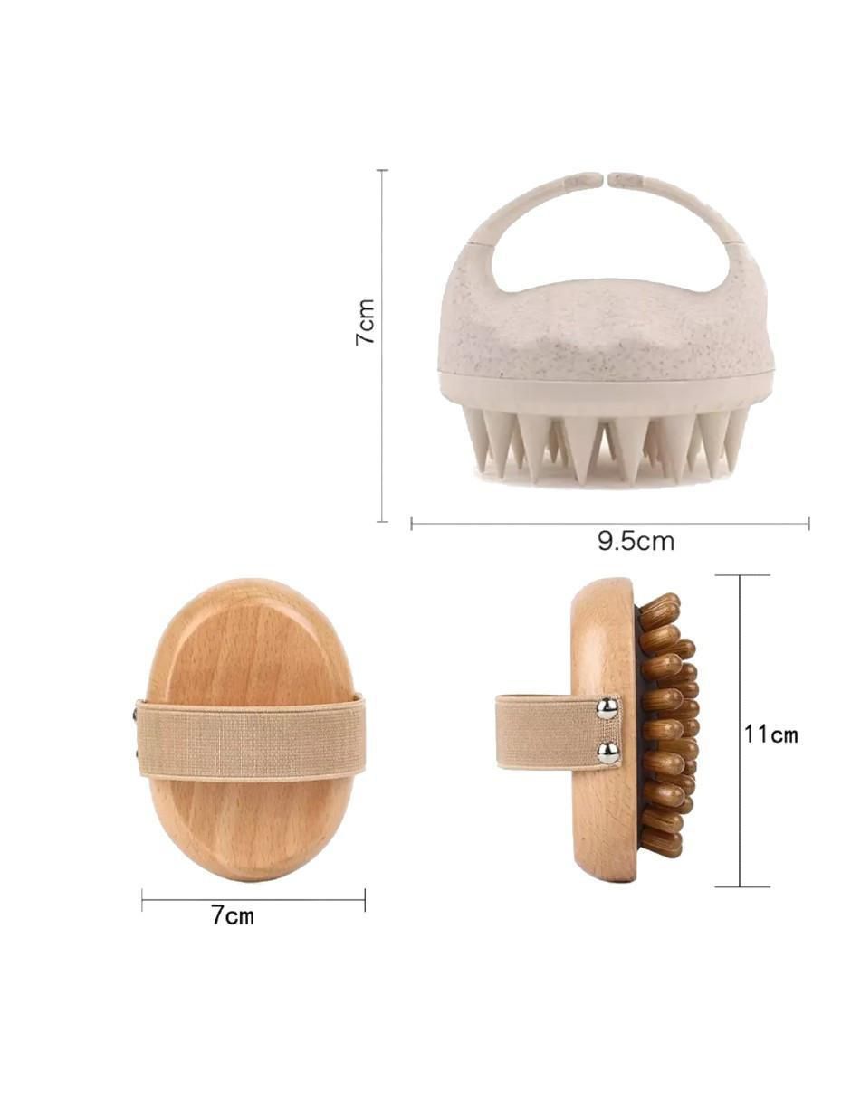Set cepillo para cabello de madera 3