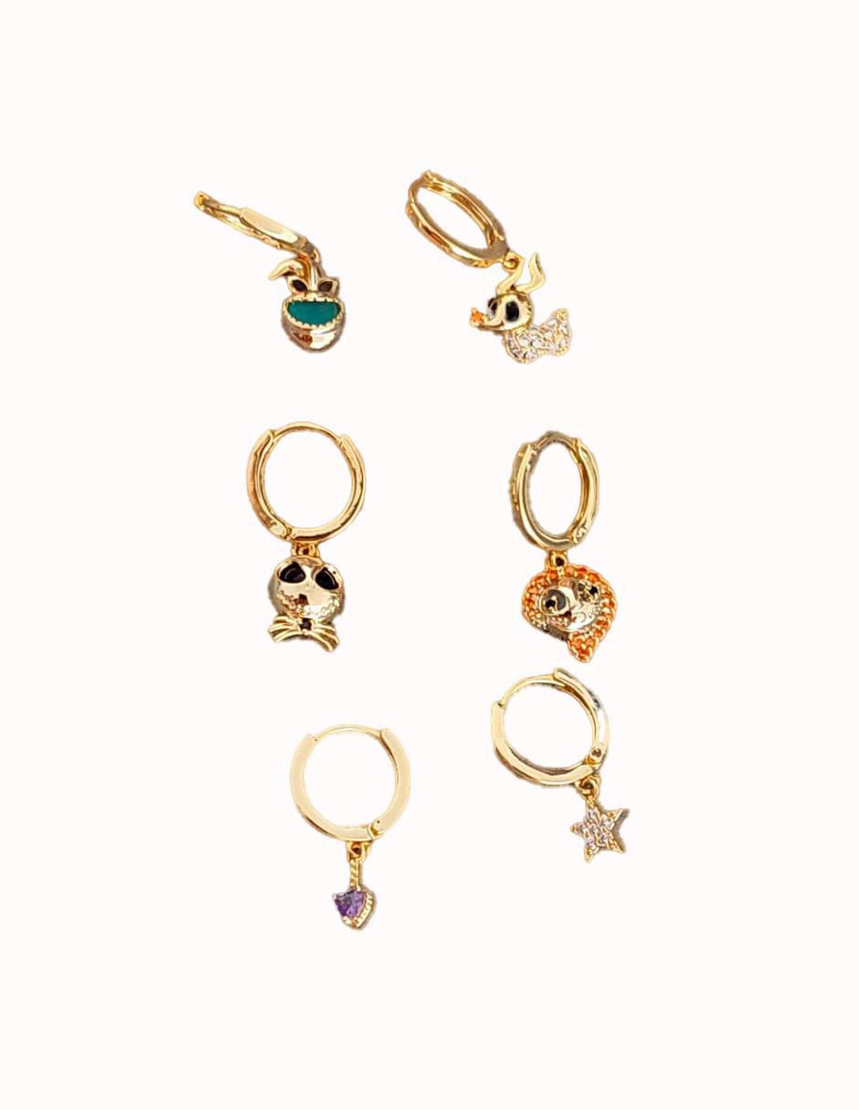 Set de aretes Jack & Sally El extraño mundo de Jack con acabado pulido zirconia cúbica