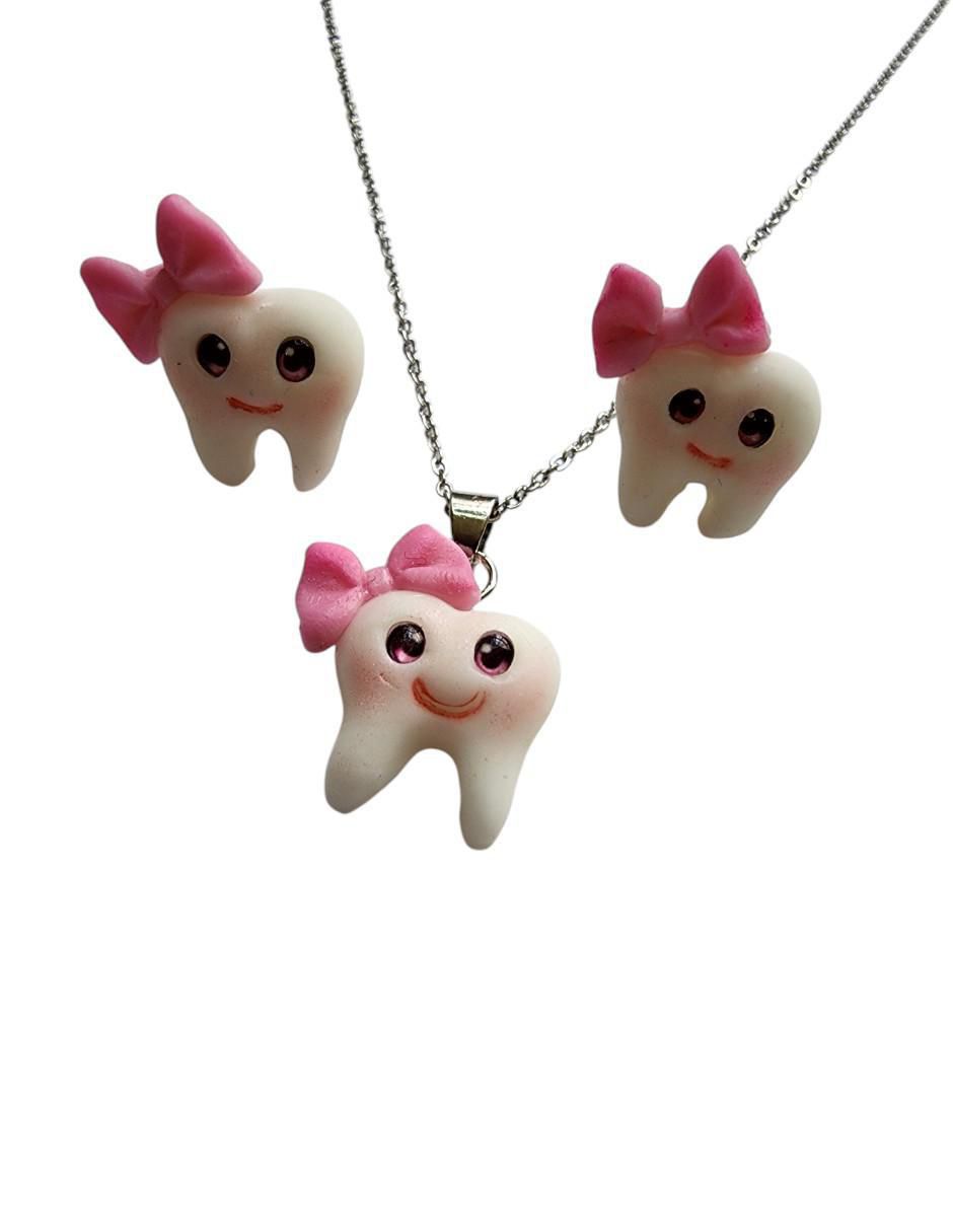 Aretes y collar Muela dentista 2