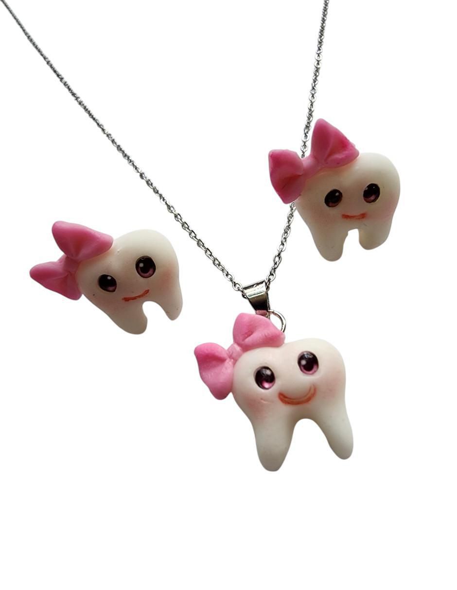 Aretes y collar Muela dentista 3
