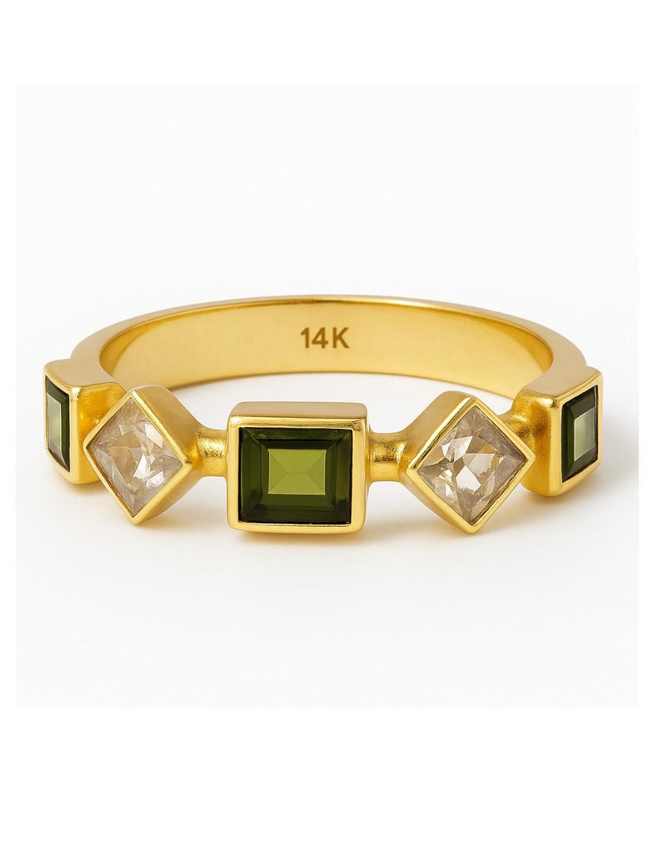 Anillo 14 k de oro amarillo turmalina