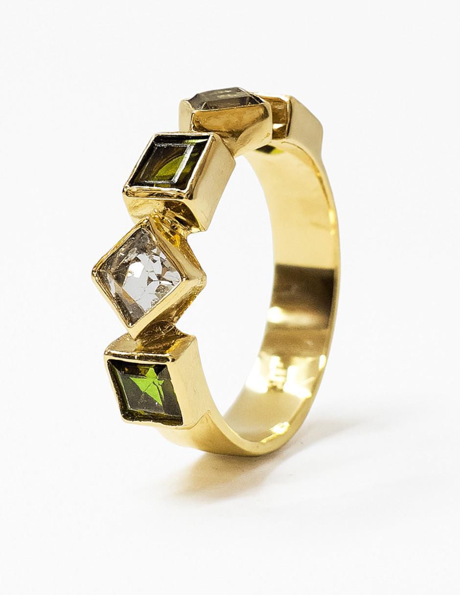 Anillo 14 k de oro amarillo turmalina 3