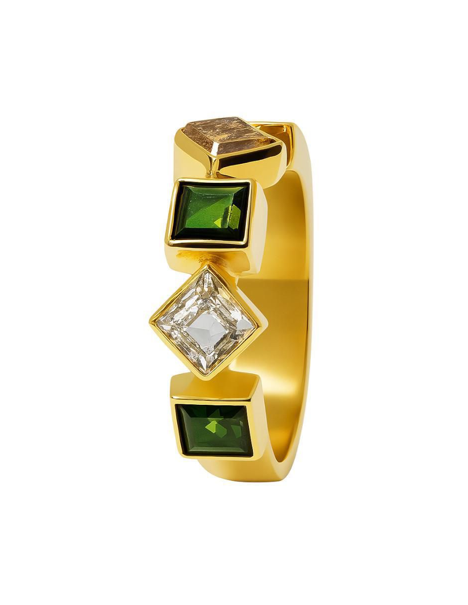Anillo 14 k de oro amarillo turmalina 5